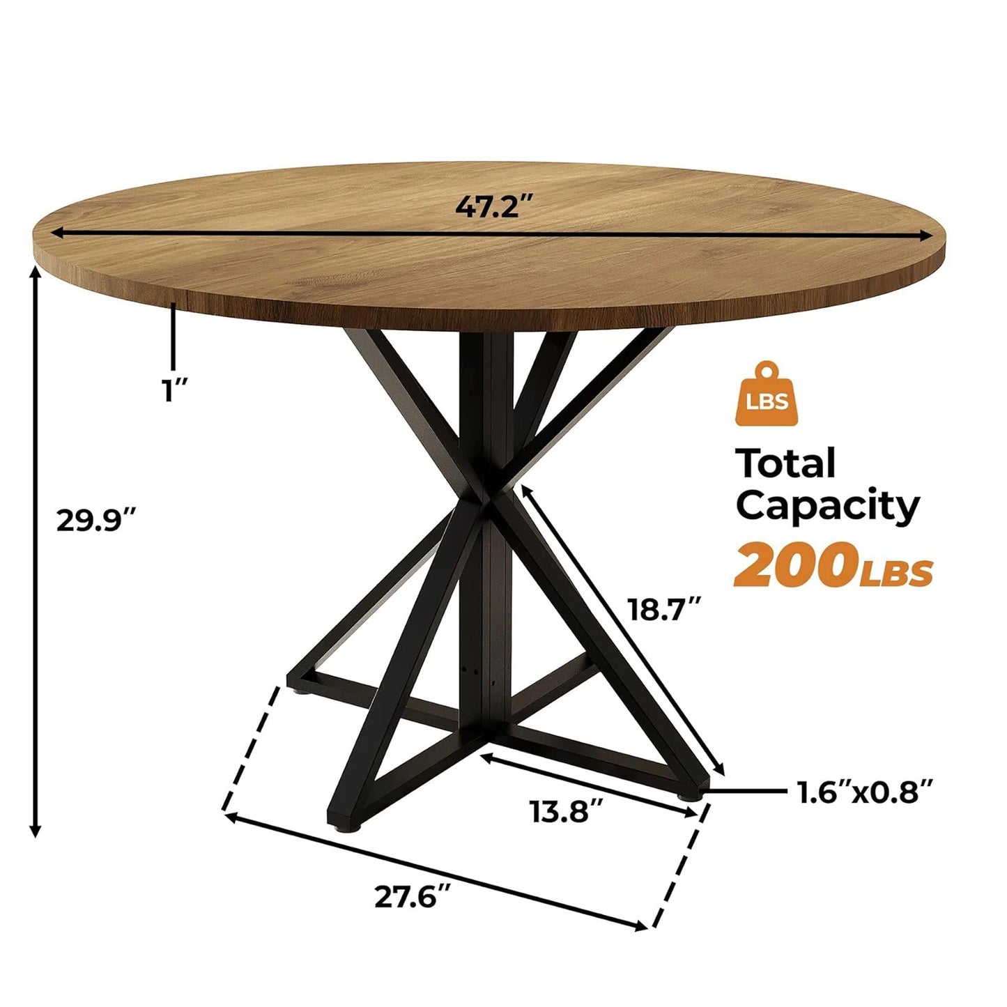 Modern Round Wood Dining Table With Steel Base