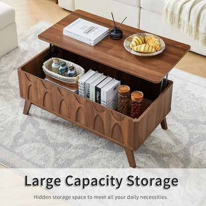 Mid-Century Lift-Top Coffee Table with Storage