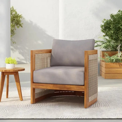 Acacia Outdoor Seating with Curved Design and Slat Detailing