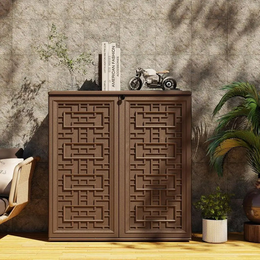 Weather-Resistant Outdoor Storage Cabinet with Shelf