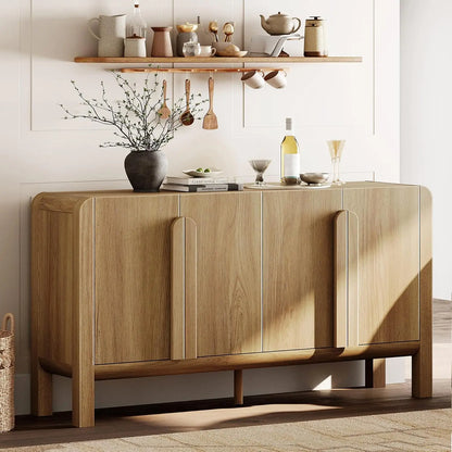 Large Buffet Cabinet with Arched Design and Adjustable Storage