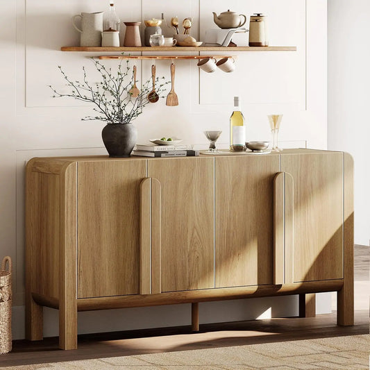 Large Buffet Cabinet with Arched Design and Adjustable Storage