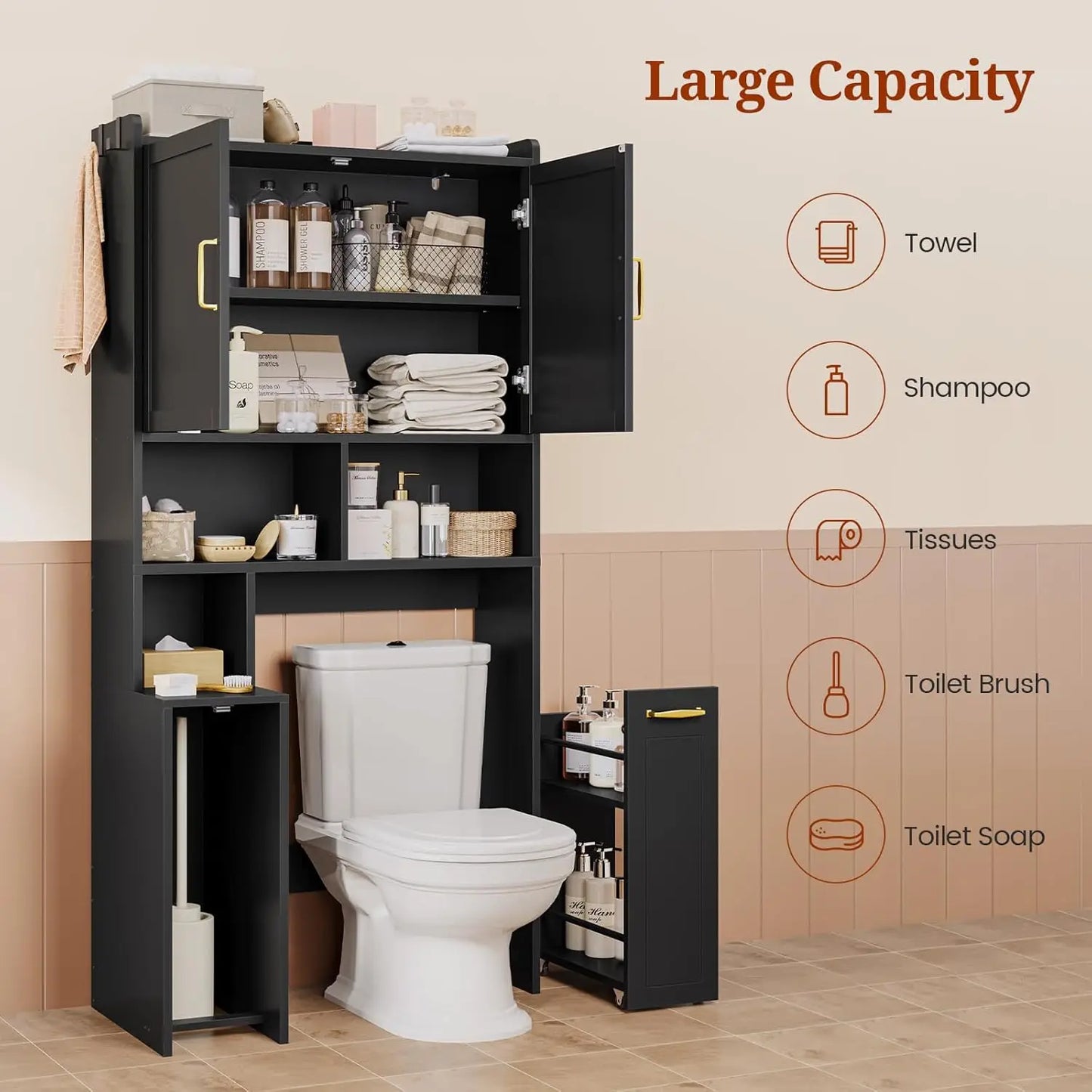 Over-the-Toilet Storage Cabinet with Adjustable Shelves