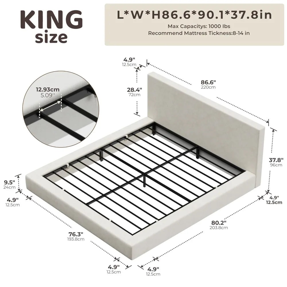 Cloud Upholstered Platform Bed Frame With Foam Edge Design