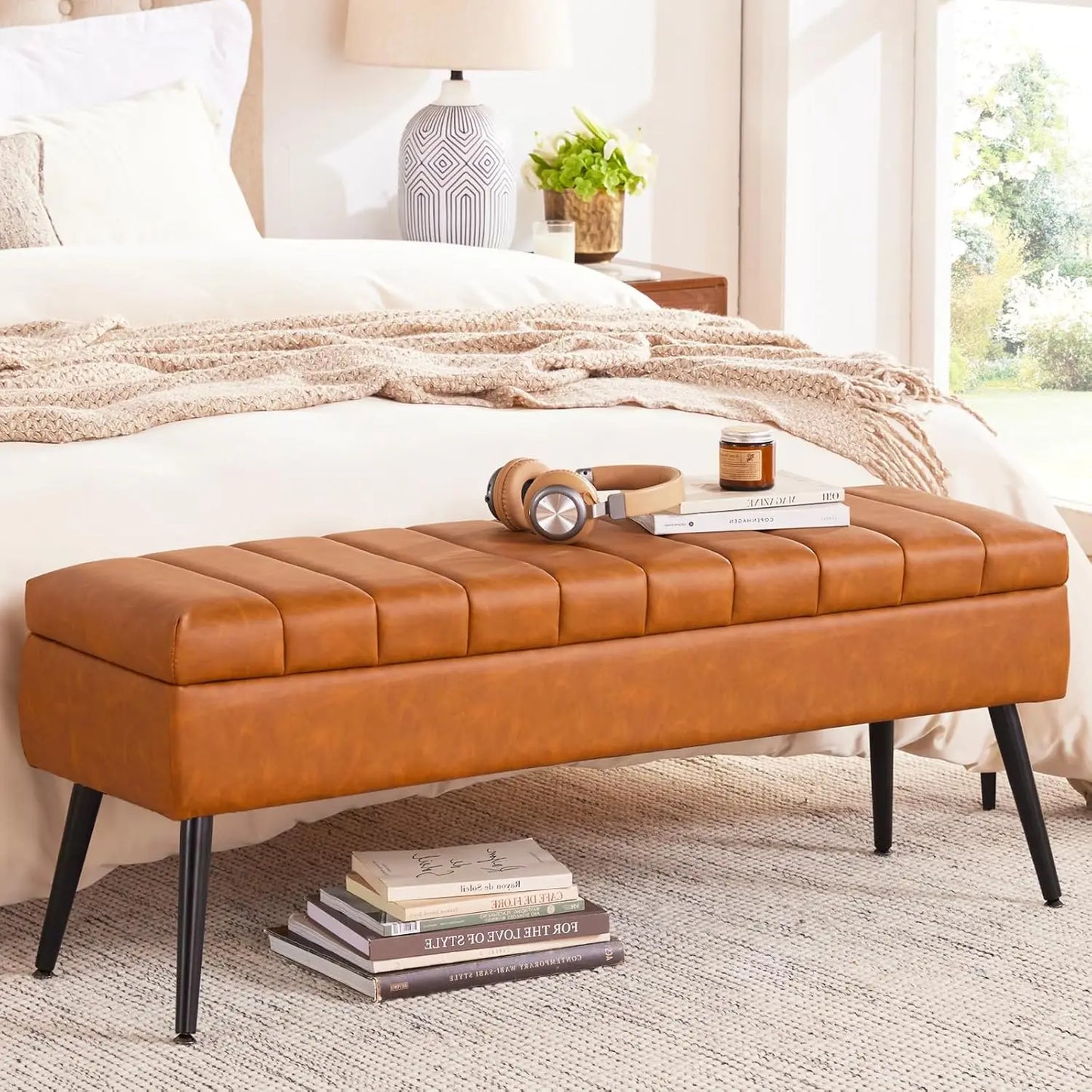 Storage Ottoman Bench with Hidden Compartment