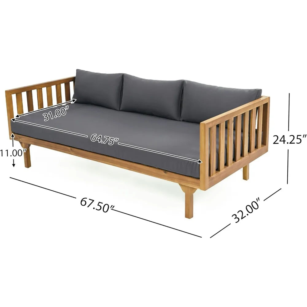 Acacia Wood Outdoor Sofa Set with Cushions and Coffee Table