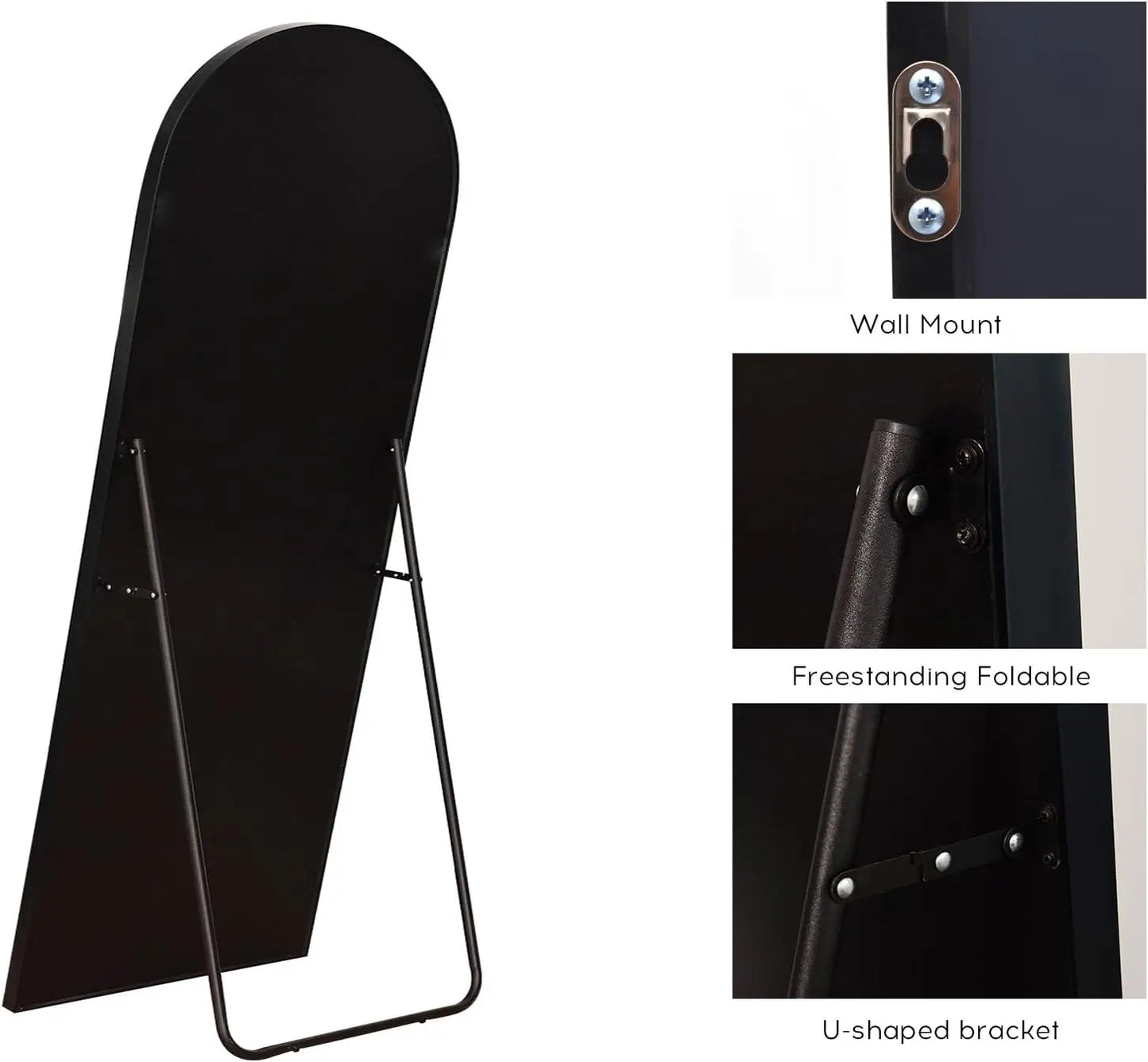 Arched Full Length Mirror with Oversized Aluminum Frame
