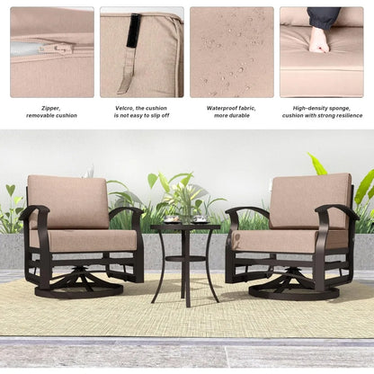3 Piece Swivel Gliders Patio Furniture Set