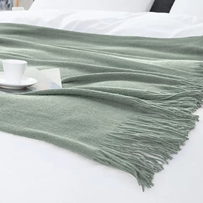 Cotton Knit Tassel Throw Blanket