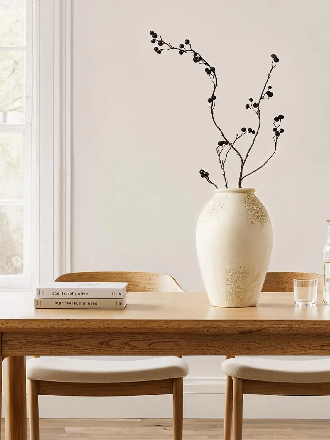 Textured Ceramic Vase with Sculptural Neutral Finish