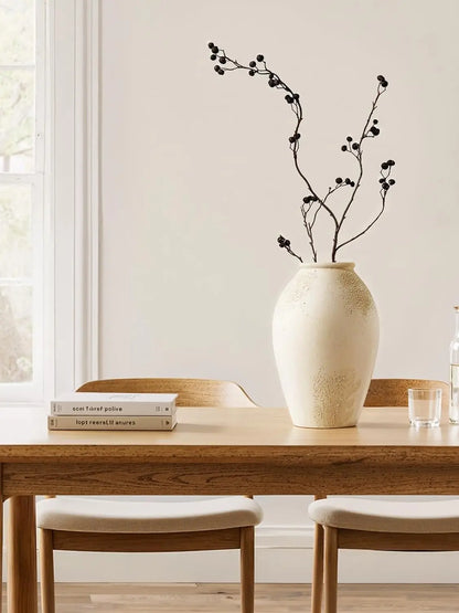 Textured Ceramic Vase with Sculptural Neutral Finish