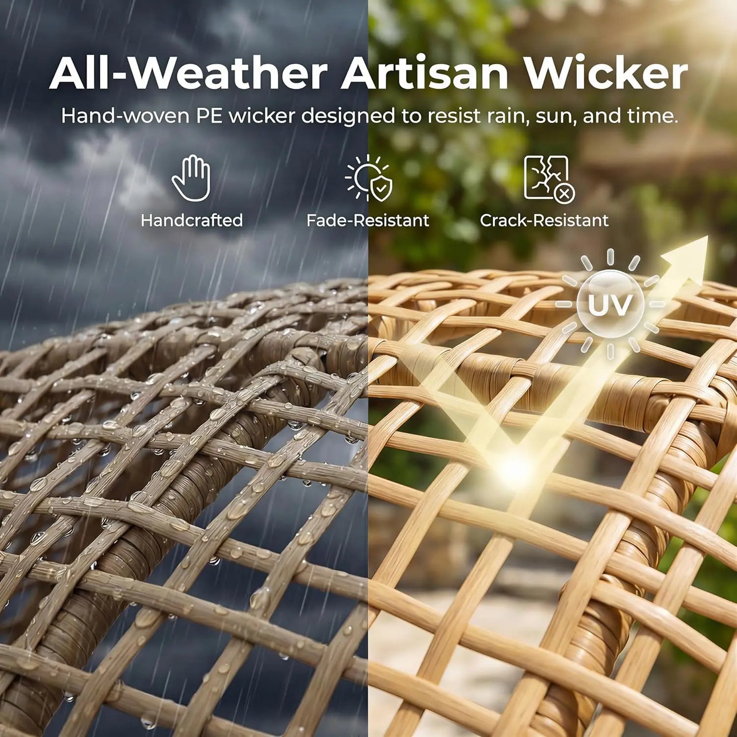 Oversized Wicker Egg Chair with Ottoman