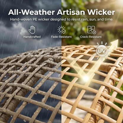 Oversized Wicker Egg Chair with Ottoman