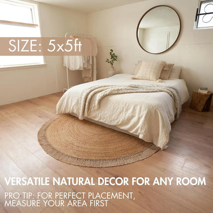 Natural Hand Woven Round Jute Area Rug