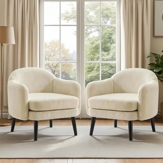 Modern Upholstered Club Accent Chairs — Set of Two