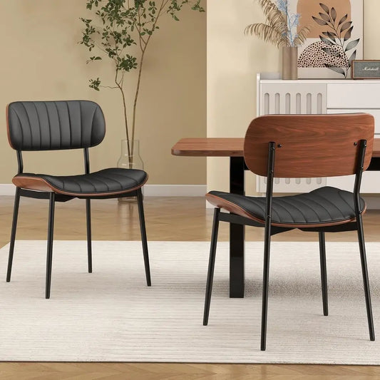 Mid-Century Walnut Dining Chairs, Set of Two