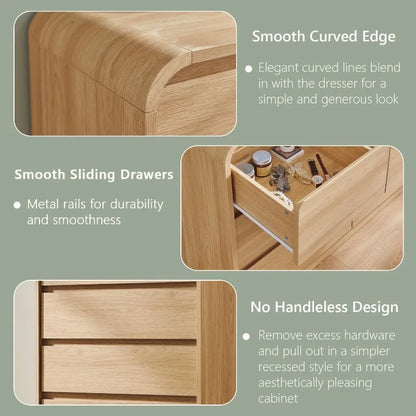 8-Drawer Curved Wood Dresser