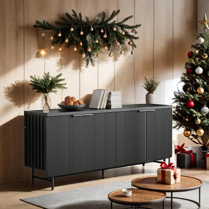 Modern Fluted Media Console with Storage
