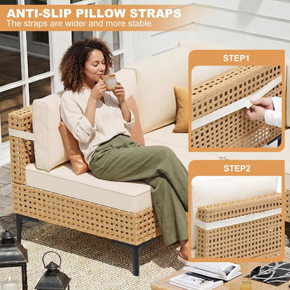 5-Piece Boho Wicker Patio Furniture Set