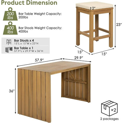Acacia Outdoor Bar Set – 5 Piece Patio Collection