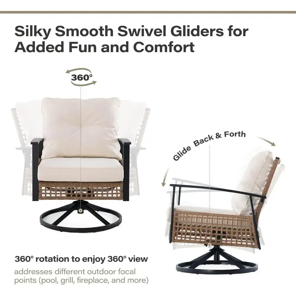Swivel Rocking Patio Chair Set and Side Table