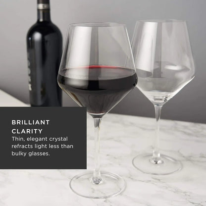 Angled Crystal Red Wine Glasses (Set of 4)