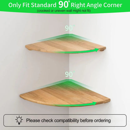Solid Oak Floating Corner Shelves (Set of 2)
