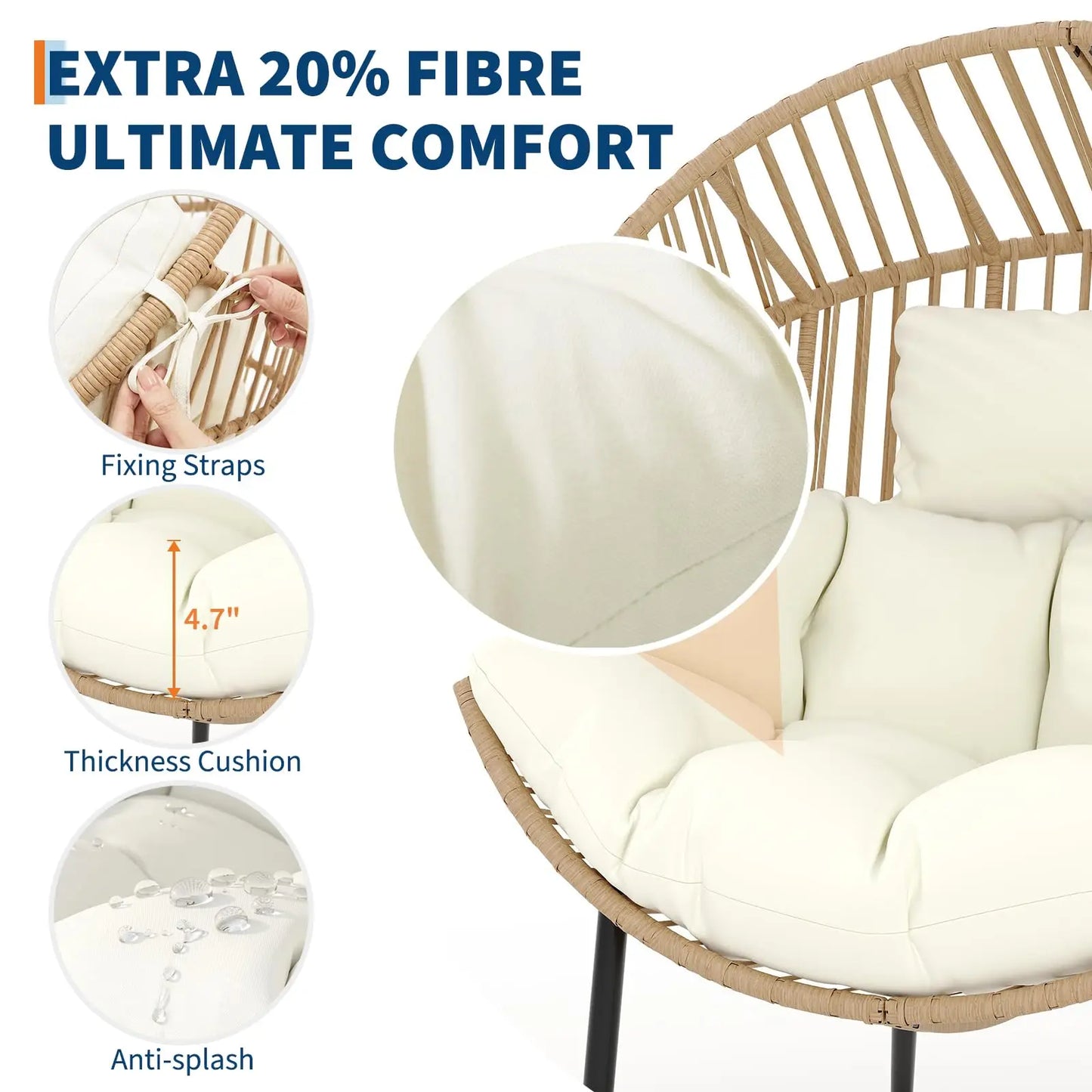 Oversized Wicker Lounge Chair with Plush Cushion