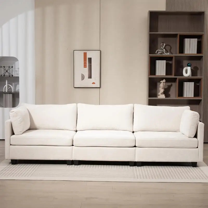 XXXL Chenille Sofa with Deep Seating and Side Storage