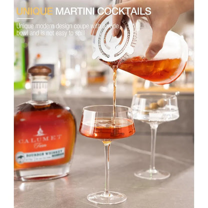 Hand-Blown Crystal Martini Coupe Set of 4