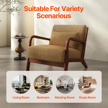 Mid-Century Modern Accent Chair with Solid Wood Frame