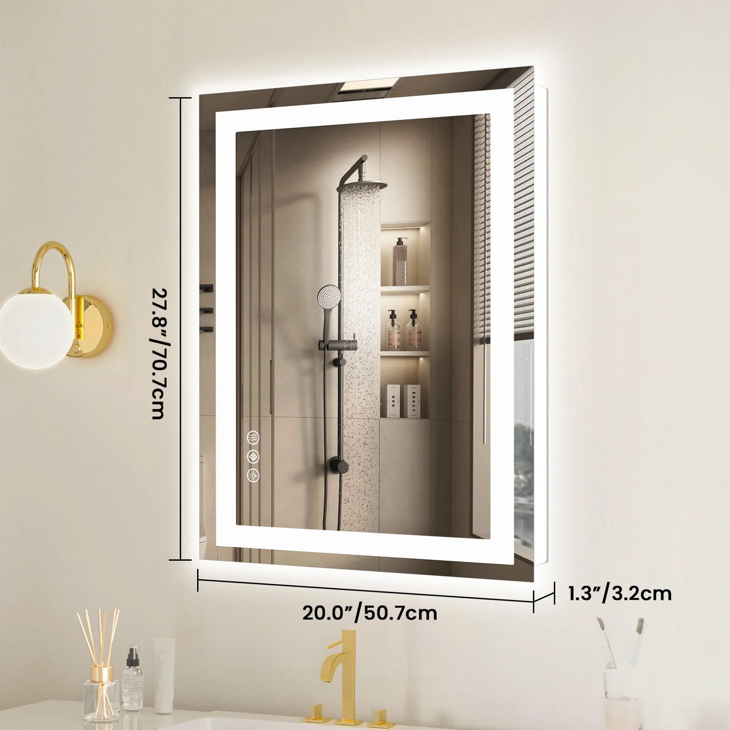 LED Bathroom Mirror with Anti Fog and Adjustable Lighting