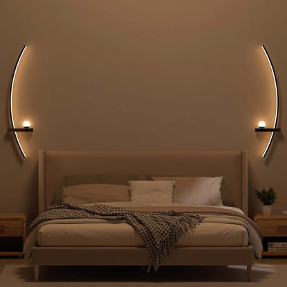 Modern Arc Wall Lamp Set of 2 with Dimmable LED Lighting
