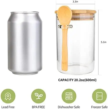 Glass Storage Jar with Bamboo Lid and Airtight Seal - Set of 2