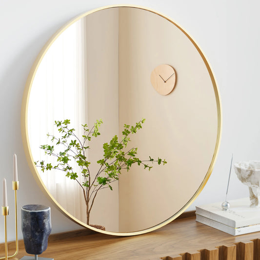 Round Shatterproof Wall Mirror with Brushed Frame