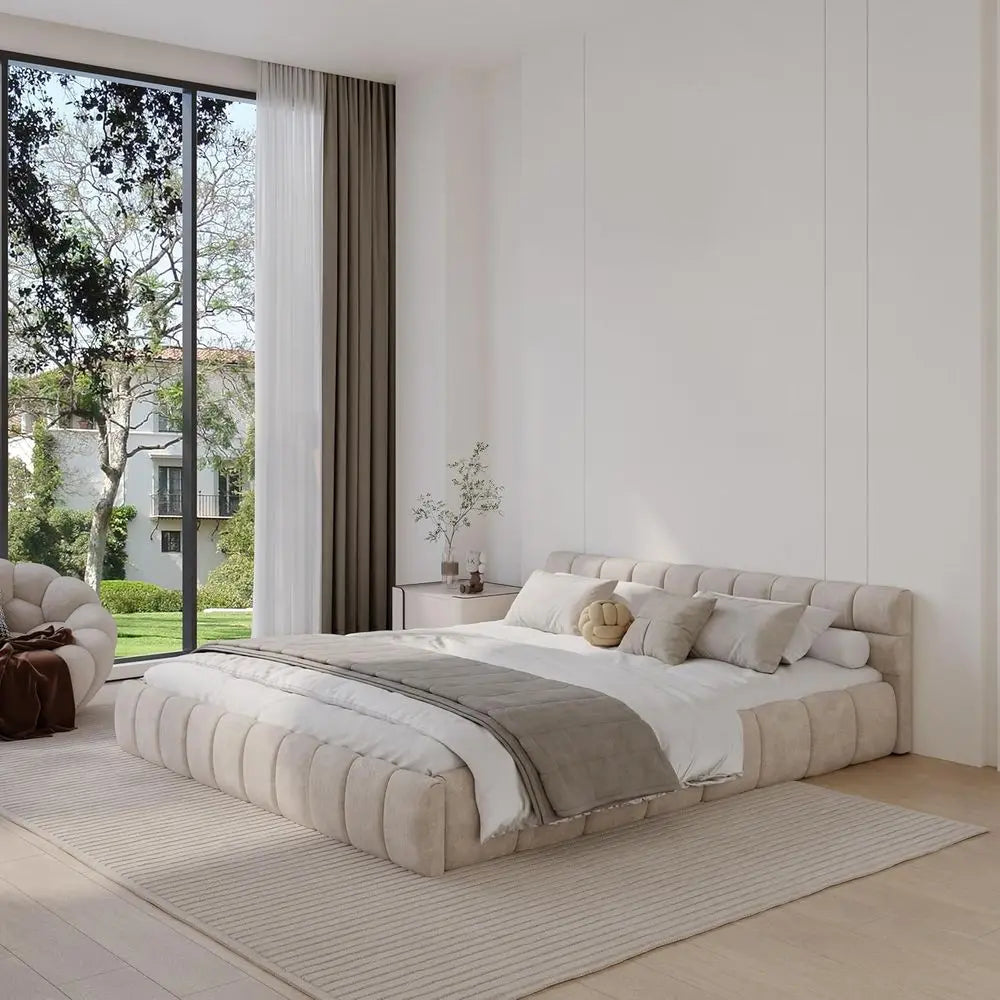 California King Chenille Platform Bed
