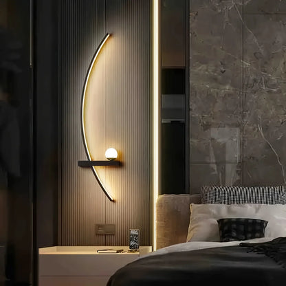 Modern Arc Wall Lamp Set of 2 with Dimmable LED Lighting