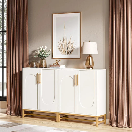 Modern White & Gold Sideboard Cabinet