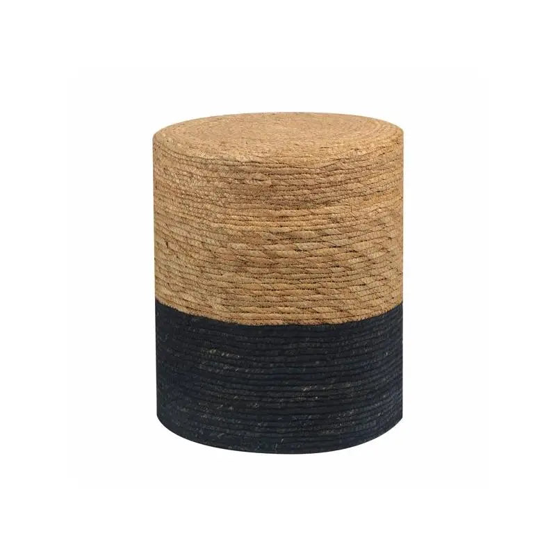 Handwoven Natural Seagrass Round Pouf Ottoman