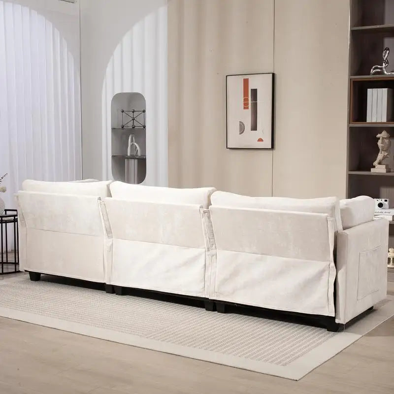XXXL Chenille Sofa with Deep Seating and Side Storage