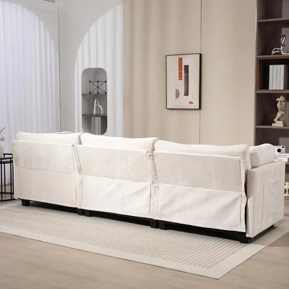XXXL Chenille Sofa with Deep Seating and Side Storage