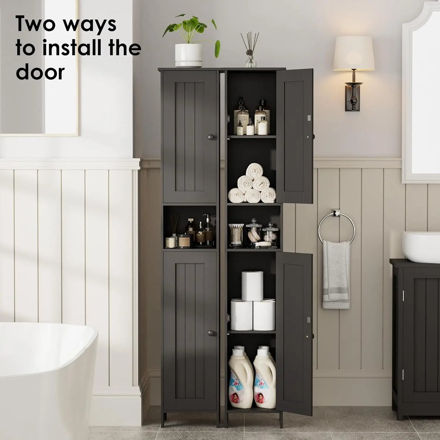 67" Slim Tall Storage Cabinet for Small Spaces