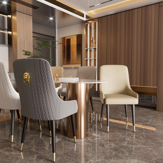 Luxury Dining Chairs with Tufted Back and Gold Detail