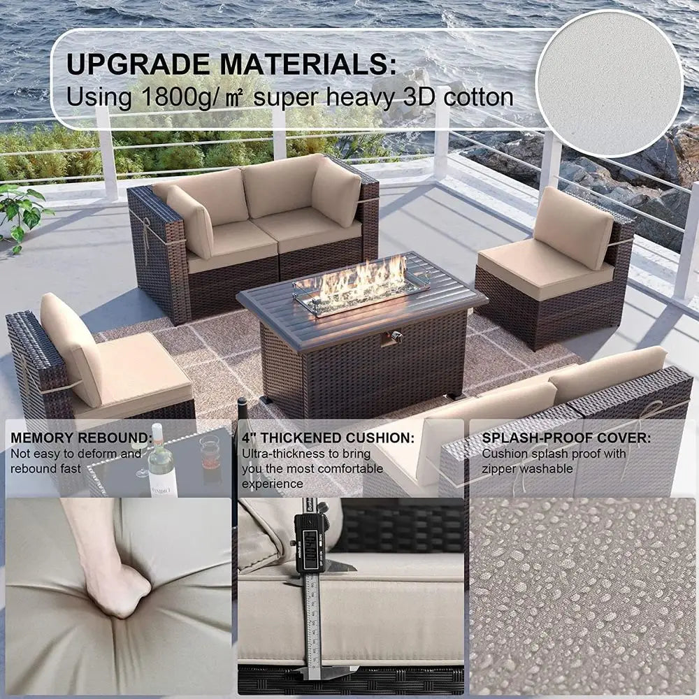 Luxury Outdoor Patio Set With Fire Pit Table