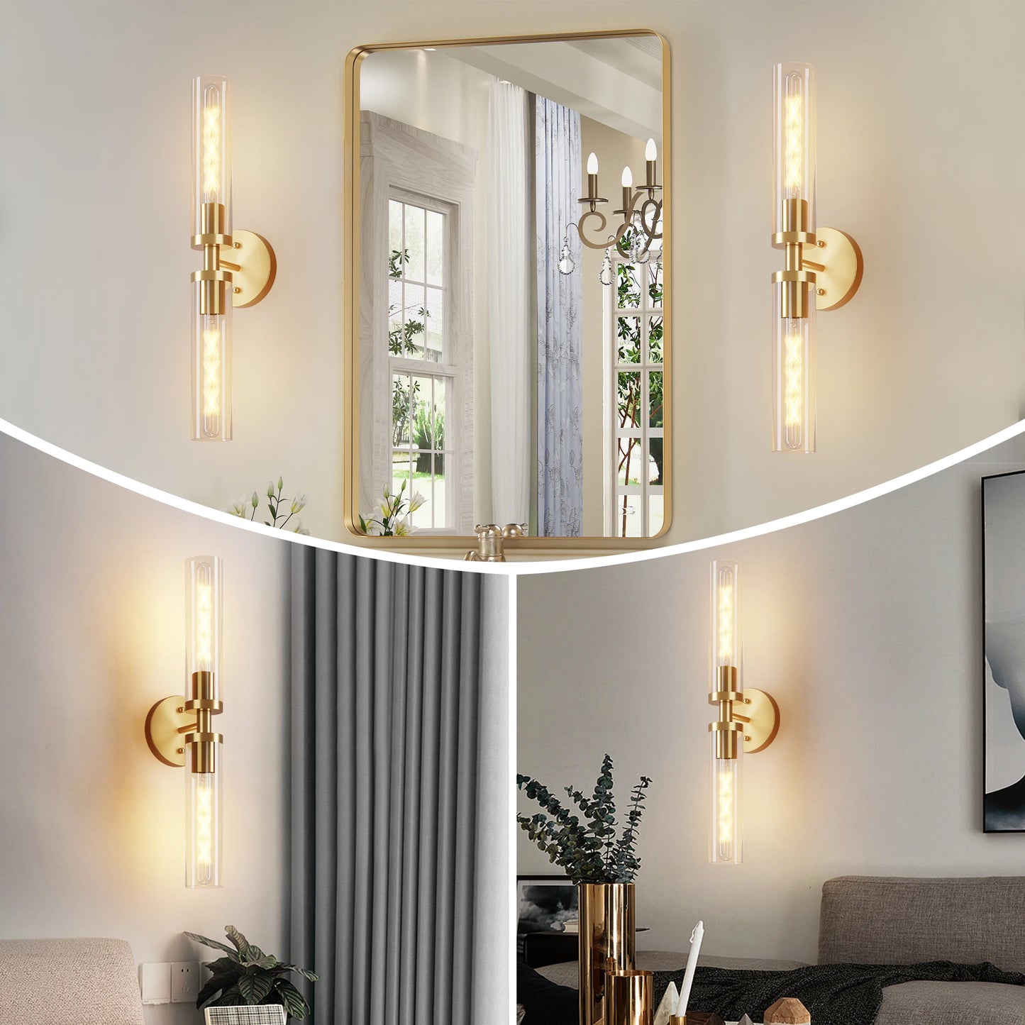 Modern Glass Wall Sconce Set