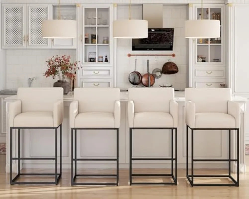 Modern Counter Height Bar Stools with Back (Set of 2)
