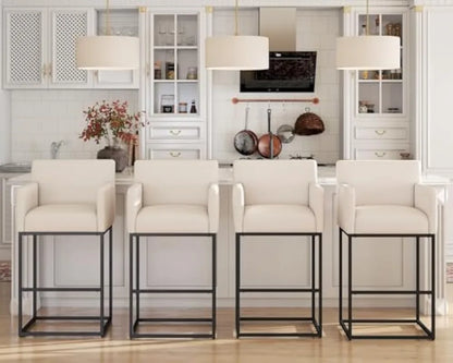 Modern Counter Height Bar Stools with Back (Set of 2)