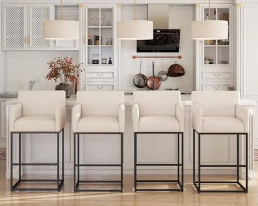 Modern Counter Height Bar Stools with Back (Set of 2)