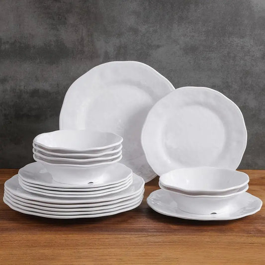 Classic White Melamine Dinnerware Set – Service for 6