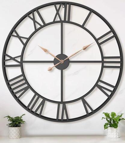36-Inch Oversized Black Roman Wall Clock